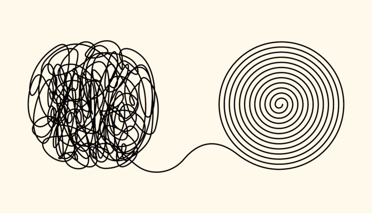 Animert tråd i kaos, som blir organisert.